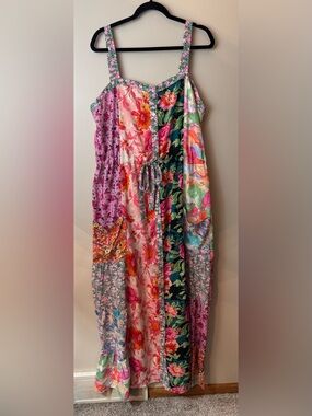 white birch Floral Patchwork Maxi Dress Summer Vacation Resort Size 1